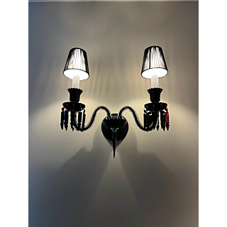 Đèn tường pha lê đen chóa vải 2 tay VDC9809T2