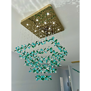 Đèn mâm ốp trần pha lê vuông 80cm THD025T800