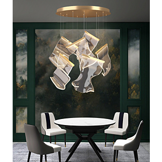 Đèn ốp trần thông tầng 6 lá mica uốn dẻo đường kính 65cm THD1001T6