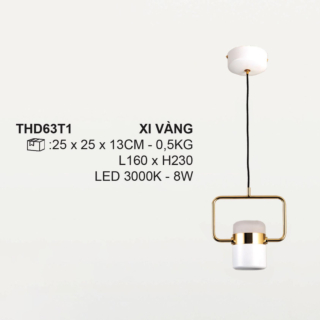 Đèn thả đơn Led màu Vàng THD63T1-Vang