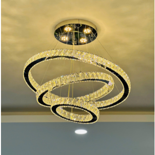Đèn thả pha lê 3 vòng tròn Led 3 chế độ màu đường kính 70cm THD7032T357