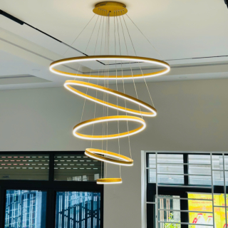 Đèn thả 5 vòng tròn Led 3 chế độ màu đường kính 1m THD7051T5VANG-T1000