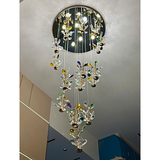 Đèn mâm ốp trần pha lê thông tầng dài 2.3m TPL039T18