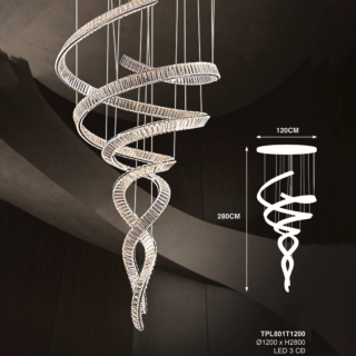 Đèn thả pha lê Led đường kính 1.2m TPL801T1200