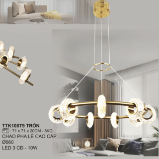Đèn thả chóa pha lê cao cấp đường kính 66cm TTK108T9-TRON