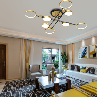 Đèn chùm 8 vòng Led dài 1.3m màu Vàng TTK112T8