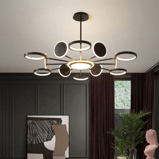 Đèn chùm 12 vòng Led đường kính 1m màu Đen TTK116T12-DEN