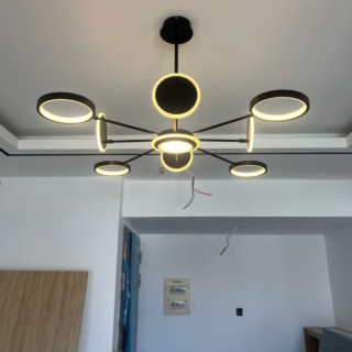 Đèn chùm 8 vòng Led đường kính 90cm màu Đen TTK116T8-DEN