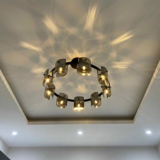 Đèn chùm thả hiện đại màu đen đường kính 75cm TTK130T9