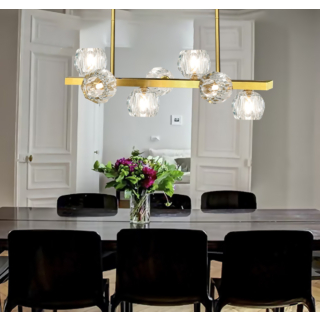 Đèn pha lê cao cấp thân màu vàng đồng 7 bóng TTK64N7