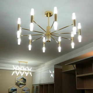 Đèn chùm hiện đại 20 bóng đường kính 70cm màu vàng TTKCD125T20