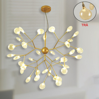 Đèn Hera Decor thân màu Vàng 36 bóng chao màu Trà TTKHERA-36-Vang-ChaoTra