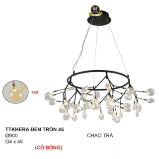 Đèn Hera Decor thân màu Đen 45 bóng chao màu Trà TTKHERA-Den-Tron-45-ChaoTra