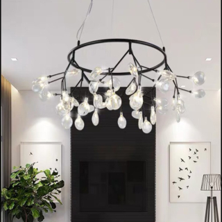 Đèn Hera Decor thân màu Đen 45 bóng chao màu trắng Trong TTKHERA-Den-Tron-45-ChaoTrong