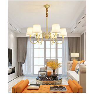 Đèn chùm đồng 6 tay chao vải CD-D8203/6