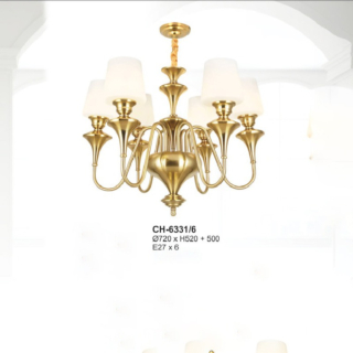 Đèn chùm hợp kim màu đồng 6 tay CH-6331/6