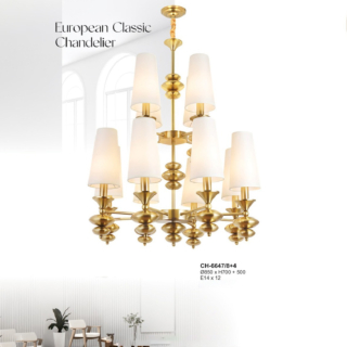 Đèn chùm hợp kim phong cách tân cổ điển CH-6647/8+4