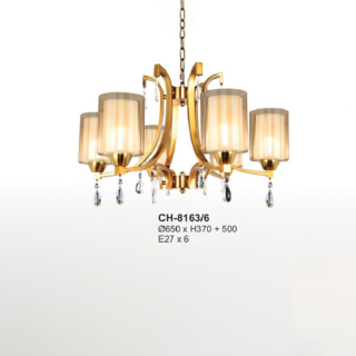 Đèn chùm hợp kim chao kính 6 tay CH-8163/6
