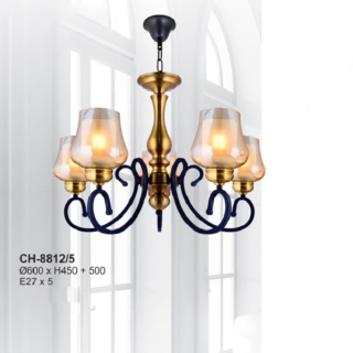 Đèn chùm hợp kim chao trà 5 tay CH-8812/5