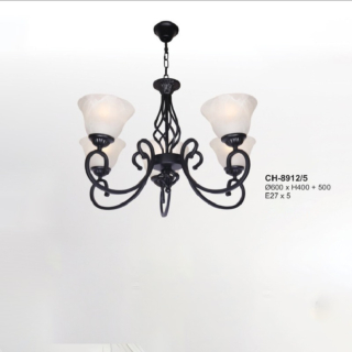 Đèn chùm hợp kim đen nghệ thuật 5 tay CH-8912/5
