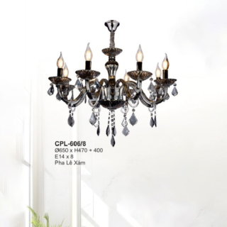 Đèn chùm pha lê xám 8 tay CPL-606/8