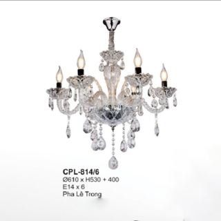 Đèn chùm pha lê 6 tay trong suốt CPL-814/6