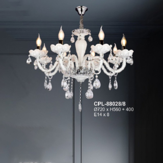 Đèn chùm pha lê trắng 8 tay CPL-88028/8