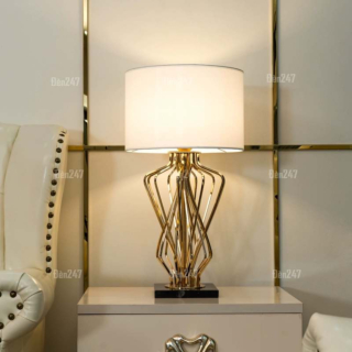 Đèn bàn chóa vải màu trắng cho ghế sofa DB-6616/WH