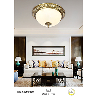 Đèn ốp trần đồng họa tiết lá cách điệu MD-0090/300