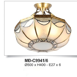 Đèn ốp trần đồng chao kính MD-C9941/6