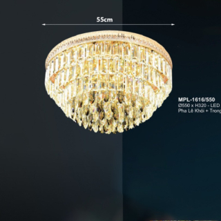 Đèn ốp trần tròn pha lê khói trong MPL-1616/550