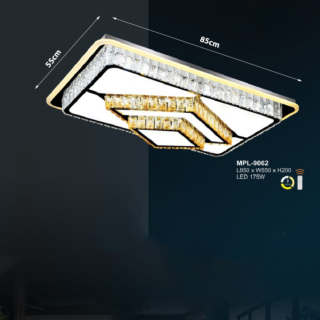 Đèn mâm pha lê chữ nhật viền led MPL9062
