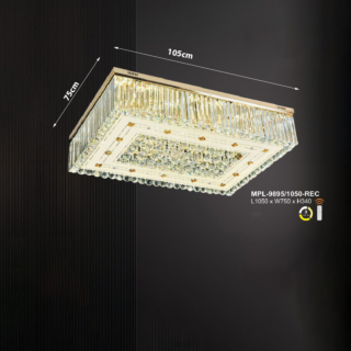 Đèn ốp trần pha lê hình chữ nhật mặt kính MPL-9895/1050-REC