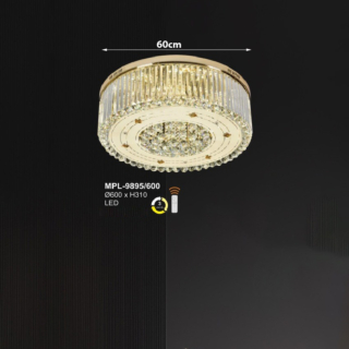 Đèn ốp trần pha lê hình tròn mặt kính MPL-9895/600