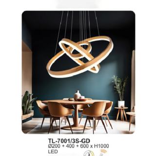 Đèn Thả Vòng LED Hiện Đại 3 Vòng Màu Vàng Đồng TL-7001/3S-GD