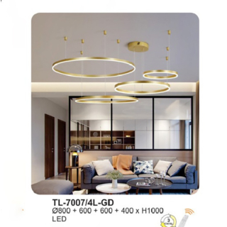 Đèn thả trần hiện đại vòng tròn vàng TL-7007/4L-GD