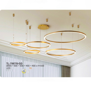 Đèn thả trần hiện đại 5 vong led TL-7007/5-GD
