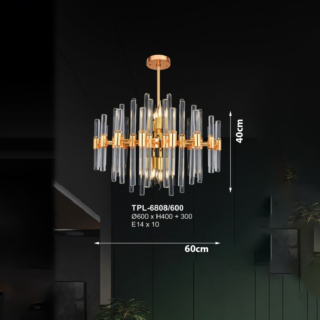 Đèn thả thanh pha lê trụ tròn TPL-6808/600