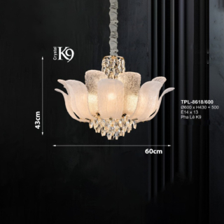 Đèn thả pha lê tròn cánh hoa sen TPL-8618/600