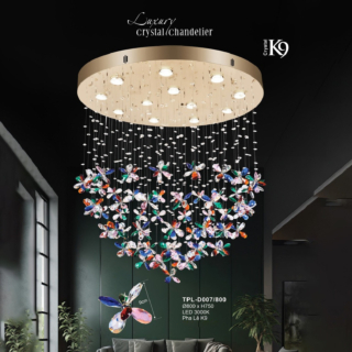 Đèn ốp trần pha lê cánh bướm đa sắc TPL-D700/800