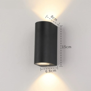 Đèn gắn tường trụ tròn đen 2 đầu sáng VL-8004/2-BK