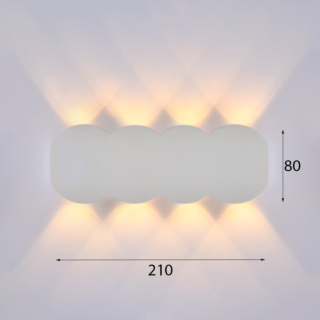 Đèn màu trắng cạnh bo tròn 8 tia hắt tường VL-8102/8WH