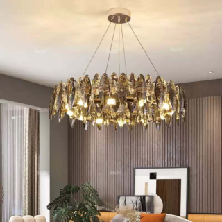 Đèn thả tròn pha lê màu hổ phách CFL2840/600