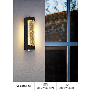 Đèn tường pha lê ngoài trời VL-8626L/BK
