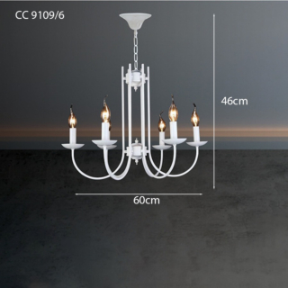 Đèn chùm sắt nghệ thuật màu trắng 6 tay CC9109/6