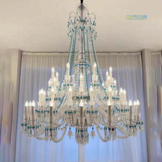 Đèn chùm pha lê thông tầng kết hợp pha lê xanh 48 tay CN8139/16+16+8+8