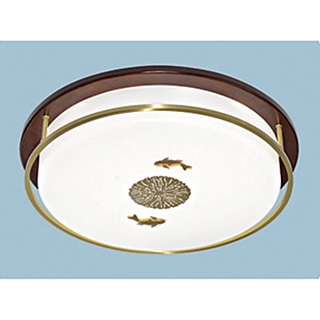 Đèn ốp trần đồng tròn đế gỗ OD3116