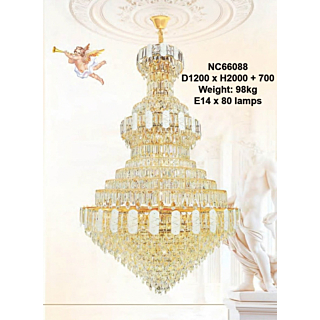 Đèn chùm pha lê K9 thông tầng thân hợp kim NC66088