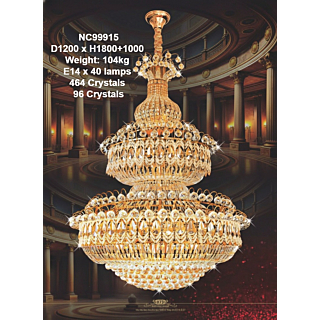 Đèn chùm pha lê K9 thông tầng thân hợp kim NC99915