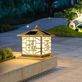 Đèn Trụ Cổng Sân Vườn năng lượng mặt trời Bằng Đồng Cao Cấp TD-2107